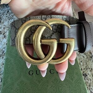 Gucci Gold and Brown Women's Belt size 95